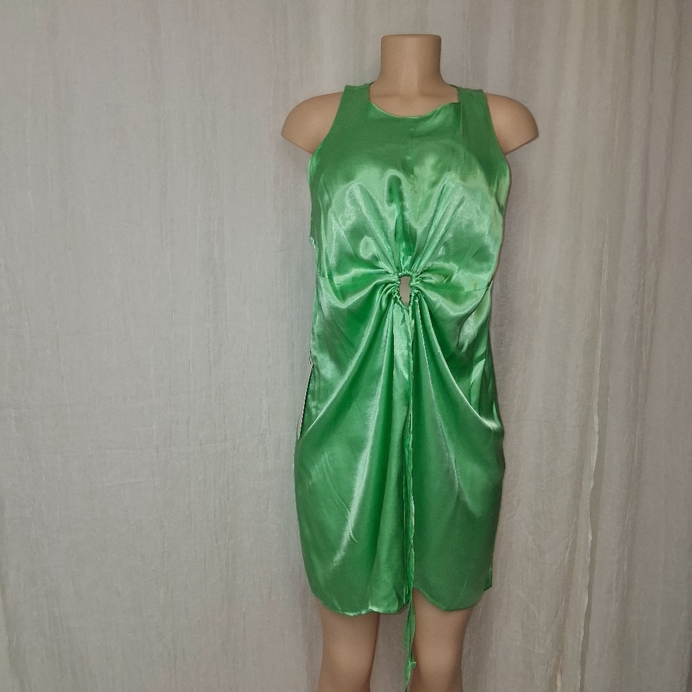 Topshop New  Asymmetrical  Green Dress Women Size US.10 - Picture 7 of 15